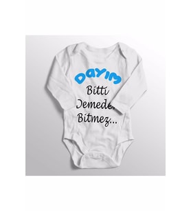 Unisex Bebek Dayım Bitti Demeden Bitmez Baskılı Bebek Body Zıbın