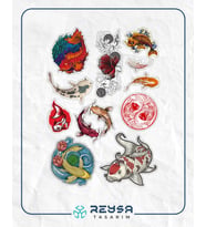 Balık Stikcer Set-2 13 Parça Telefon, Tablet, Defter, Laptop Sticker