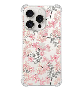 PrintiFy Apple iPhone 15 Pro (Kamera Açık) Uyumlu Köşe Korumalı Floral Kırmızı Kılıf