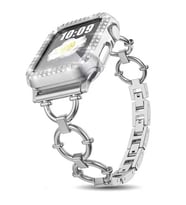 Apple Watch 40mm KRD-56 Halka Tasarım Metal Kordon (Gümüş)