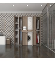 Kenzlife çamaşır-kurutma makinesi dolabı ve giysi dolabı çekmeceli ebuzer sol raf crd 187*160*60  banyo (Beyaz)