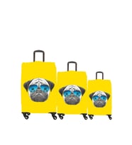 My Saraciye Valiz Kılıfı, Bavul Kılıfı Büyük, Orta, Kabin Boy Kılıf Seti, Pug Köpek 28 (Sarı)