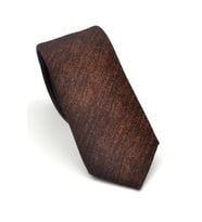 Bej Kırcıllı Desenli Koyu Kahverengi Dokuma Kumaş Mendilli Slim Fit Kravat // SDK-2501-6