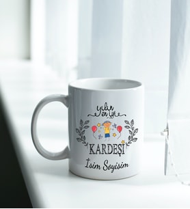 Kişiye Özel İsim ve Fotoğraflı En İyi Kardeş Temalı Kupa Bardak No:001