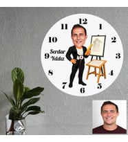 Mimar Erkek Karikatürlü Kişiye Özel Ahşap Duvar Saati
