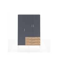 Arges Dolap 6 Raflı 3 Çekmeceli Tek Askılı 132x30x195 Aytaşı-Antrasit/Çam