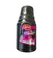 Roll-Up Party Dreams Parti Davet Piknik Renkli Plastik Sert Mika Bardak - Siyah - 25'li Paket