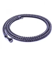 Moncuk Design Köşeli Kral Bakla Örgülü Çelik Kolye 4Mm 3351CEK026