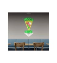 PIZZA HERE Yazılı ve Şekilli Neon Tabela