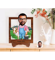 BK Gift Kişiye Özel Çiftçi Karikatürlü Ahşap Standlı 3D Biblo-1 (Beyaz)