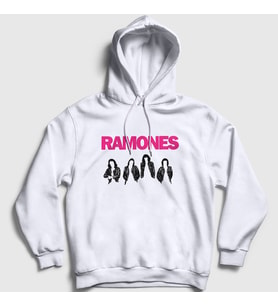 Presmono Unisex Beyaz Band V2 Ramones Kapüşonlu Sweatshirt 169523tt