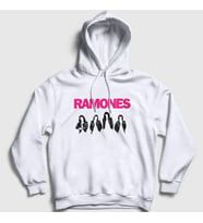 Presmono Unisex Beyaz Band V2 Ramones Kapüşonlu Sweatshirt 169523tt