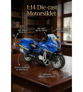 1:14 Ölçek Die-Cast Metal Çek Bırak Oyuncak Motosiklet