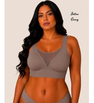 Intive Curvy Büyük Beden Lazer Kesim Dikişsiz Kalın Askılı Önü Tül Detaylı Sütyen (XL-4XL)