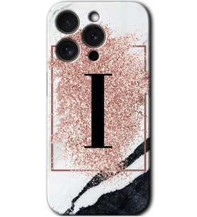 İphone 15 Pro Max Kılıf HD Desen Baskılı Kılıf - Pembe Mermer Desenli I Harfi
