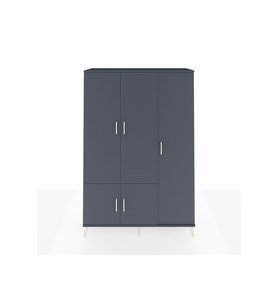 Hyperion Dolap 7 Raflı 5 Kapaklı Tek Askılı 132x44x195 Antrasit-Antrasit/Aytaşı
