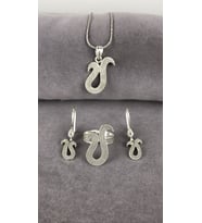 Telkari Lale Motif Gümüş Kadın Set