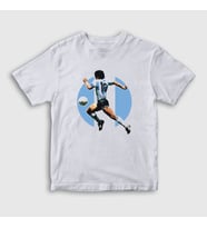Presmono Unisex Çocuk Beyaz Futbol Run Maradona T-Shirt 51323tt