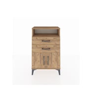 Arges Komodin Tek Raflı 2 Çekmeceli 2 Kapaklı 60x30x96 Çam-Çam