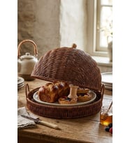 Plastik Rattan Kapaklı Sunumluk 30x8 cm KahverengiSPT-277