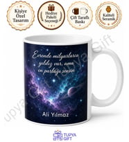 Uzay Temalı Baskılı Kupa Bardak Hediye Galaksi Desenli Porselen Mug