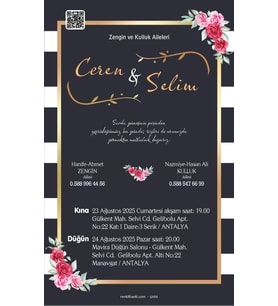 Nikah Düğün Nişan Kına Davetiyesi Beyaz Zarflı 5066 Kodlu