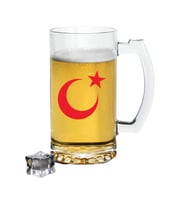 Ay Yıldız Baskılı Bira Bardağı - Bira Bardak (Şeffaf)