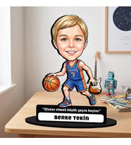 Basketbolcu Temalı Erkek Çocuğa Hediye Kişiye Özel Karikatürlü Biblo