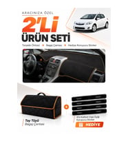 e-biz TOYOTA AURIS E150 (2006-2012) Uyumlu Torpido + Tay Tüyü Çanta - Siyah-Kahverengi - TO005
