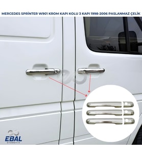 Mercedes Sprinter W901 Krom Kapı Kolu 3 Kapı 1998-2006 P.Çelik
