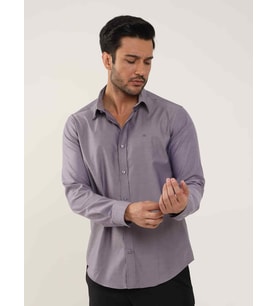 Dufy Mor Erkek Slim Fit Düz Brent Düğmeli Yaka Uzun Kol Gömlek - 102459