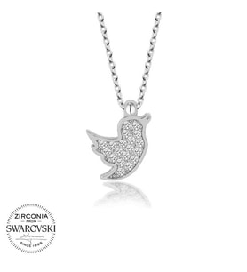 Swarovski Taşlı Gümüş Kuş Bayan Kolye
