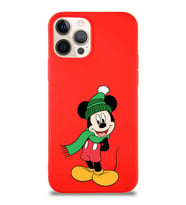 Apple iPhone 12 Pro Soft Premier Kapak Mickey Mouse-G Tasarımlı Silikon Kılıf - Kırmızı (Şeffaf)
