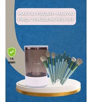 13 Parça Makyaj Fırça Seti + Otomatik Fırça Temizleyici