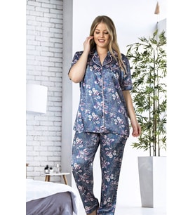 Premium Saten Çeyizlik Kadın Pijama Takımı – Kore İpeği Dokusu, Dantel Detaylı, Hediye Kutulu (Füme)