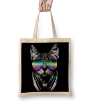 Havalı DJ Cool Kedi Bez Çanta Uzun Saplı