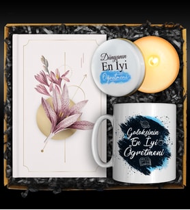Öğretmenler Gününe Özel Tasarım Kupa &  Özel Tasarım Defter & Özel Tasarım Mum