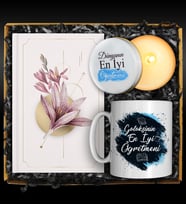 Öğretmenler Gününe Özel Tasarım Kupa &  Özel Tasarım Defter & Özel Tasarım Mum
