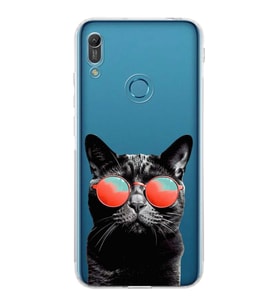 PrintiFy Huawei Y6 ile Uyumlu Kedi 3 Kamera Korumalı Şeffaf Kılıf