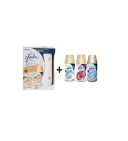 Glade Otomatik Sprey + İpeksi Vanilya + Temiz Çarşaf Ferahlığı X Meyve & Çiçek Buketi X Temizliğin Ferahlığı = 3 X 269 Ml