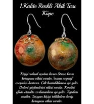 Sertifikalı Fasetli Renkli Kuvars Taşı Doğal Taş Küpe (Çok Renkli)