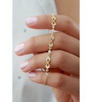 925 Ayar Gold 3'lü Sonsuzluk Zirkon Taşlı Gümüş Bileklik