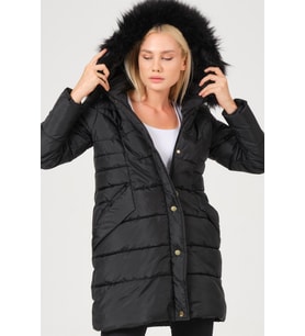 Dewberry Kadın %100 Polyester Kaban Siyah Z6745 Günlük Dış Giyim, Kazak ve Gömlek Kombini, Seyahat Gardırobu