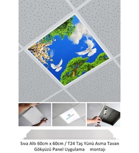 Asma Tavan-60cmx60cm-sıva Altı-54w-6500k-beyaz-led Panel-led Armatür- 60x60 Taş Yünü Asma Tavan -led