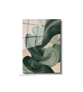 Dikey Cam Tablo Salon Duvar Tablosu Dikey Cam Yesil Duman Yeni Ev Hediyesi Ofis Tablosu