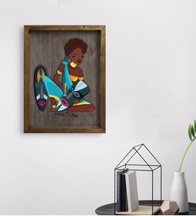 BK Home African Woman Tasarımlı Doğal Masif Ahşap Çerçeveli Tablo 45x65cm-5