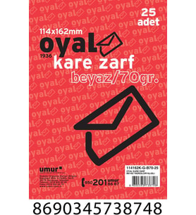Kare Zarf, Beyaz, 70 gr, Glorya, 25'li, Silikonlu