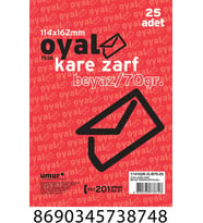Kare Zarf, Beyaz, 70 gr, Glorya, 25'li, Silikonlu