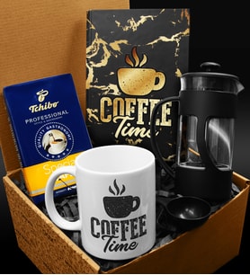 Özel Tasarım Kupa & Özel Tasarımlı Defter & French Press & 250 Gram Tchibo Special Filtre Kahve Hediye Seti