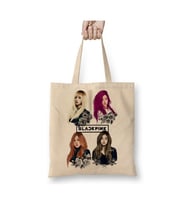Black Pink Blackpink Beyaz Bez Çanta Uzun Saplı Alışveriş Çantası Plaj Çantası
